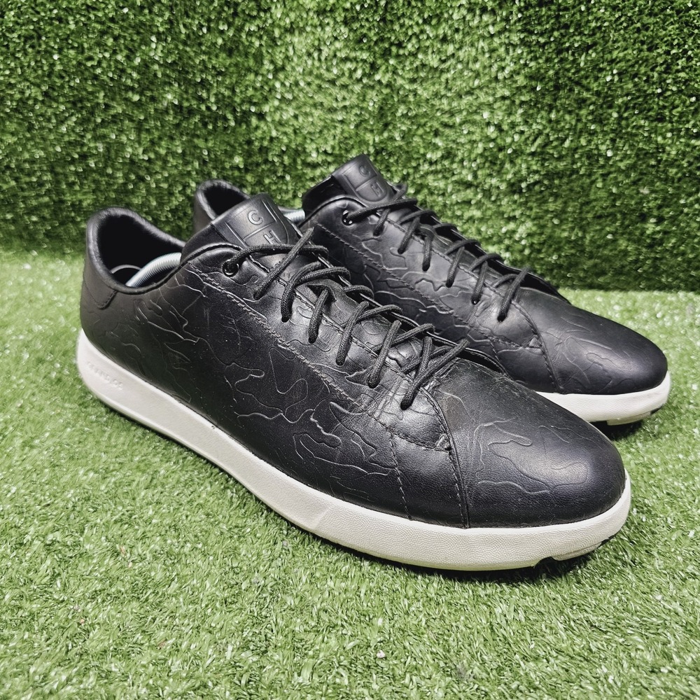 Cole Haan GrandPro Tennis‎ Black Leather Casual Comfort Sneakers Mens Size 12
